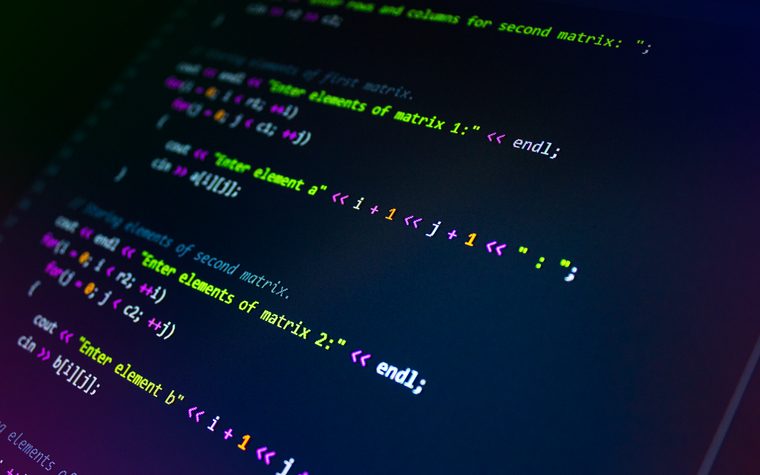 Program code on a dark screen