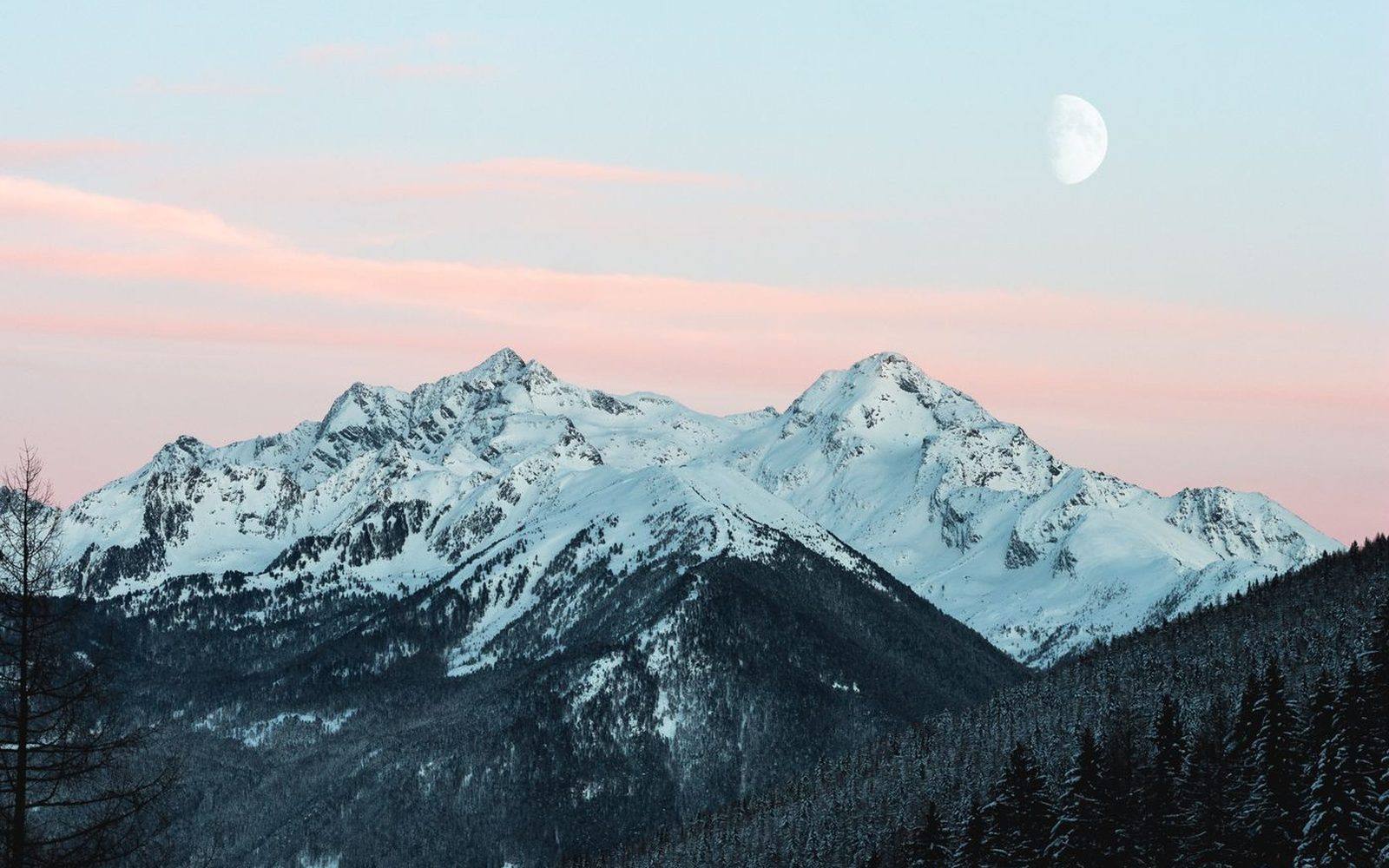 A mountain range at first light