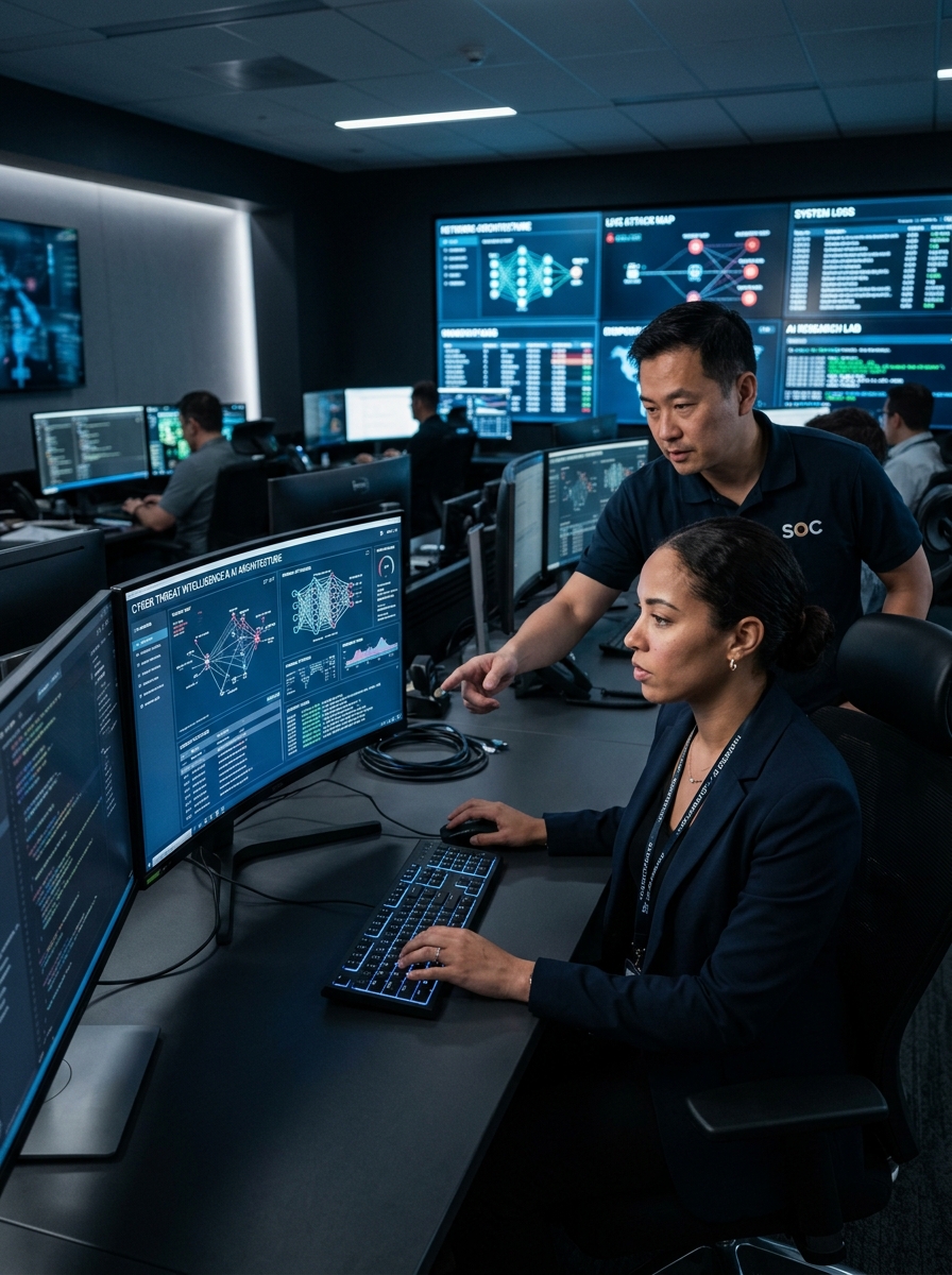 Security operations centre analysts triaging live incidents